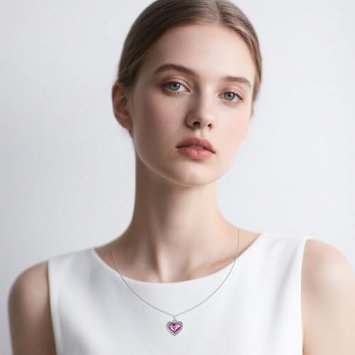 Cremation Jewelry for Ashes 925 Sterling Silver Memorial Pendant Urn Necklaces for Ashes Necklace for Women - style: Urn Necklace-Pink Crystal
