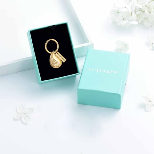 zeqingjw Cremation Jewelry Teardrop Urn Keychain for Ashes Tree of Life Urn Ashes Cremation Memorial Keepsake Keychain - color: Gold