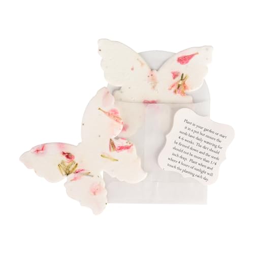24 Favor Set, Pink Butterfly Gift Wrap Tags w/Wildflower Seeds | Writable Gift Wrap Tags for Baby Showers, Wedding Gifts, Mom's Birthday Present, Party Favors, DIY Crafts, & Life Events - color: Pink Butterfly, size: 24 Count