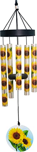 Spoontiques Sunflower Small UV Wind Chime - Outdoor Garden Décor - Decorative Chimes for Yard, Garden, Backyard and Patio Decoration - color: Sunflower