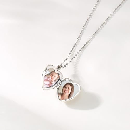 Locket Necklace for Women 925 Sterling Silver Celtic Locket Pendant Necklace Moonstone/Turquoise/Black Agate Heart Shaped Locket Necklace Jewelry Gifts for Women - style: Horse Heart