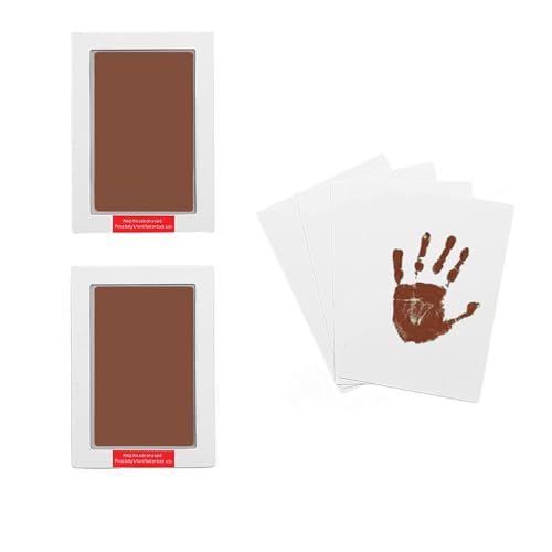 Large Inkless Hand and Footprint Kit, Baby Keepsake, 2-Pack | No-Mess Clean Touch Ink Pad for Baby Handprint & Footprint, Non-Toxic Baby Gift, Pet Paw Print Keepsake Kit（Brown) - color: 2 Pack Brown
