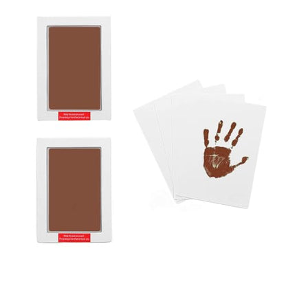 Large Inkless Hand and Footprint Kit, Baby Keepsake, 2-Pack | No-Mess Clean Touch Ink Pad for Baby Handprint & Footprint, Non-Toxic Baby Gift, Pet Paw Print Keepsake Kit（Brown) - color: 2 Pack Brown