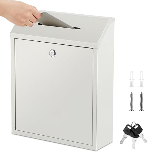Yaocom Metal Money Box,White,15 x 12 x 4 Inch,No Lid - color: White, size: 15 x 12 x 4 Inch, style: No Lid
