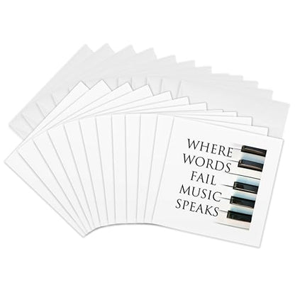 3dRose Greeting Cards - Image of Words Where Words Fail Music Speaks - 12 Pack - – Music - size: 12 Greeting Cards with envelopes