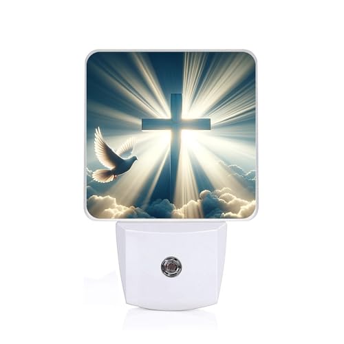 Cross Heaven Night Light,Plug-in Night Lights with Dusk-to-Dawn Sensor for Bedroom,Bathroom and Living Room Sleep Friendly lamp 0.5w - color: Cross Heaven