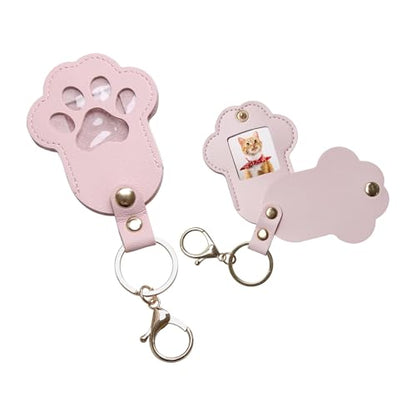 Pet Memorial Keychain Dog Paw Keepsake Photo Holder - color: Blue+pink