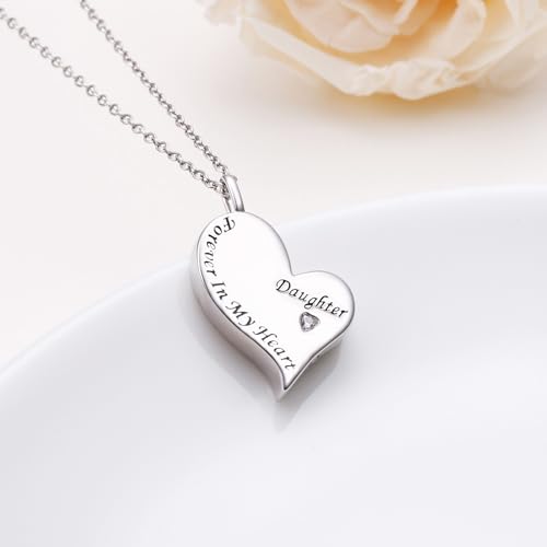 Ladytree 925 Sterling Silver Cremation Urn Necklace for Ashes - style: Daughter