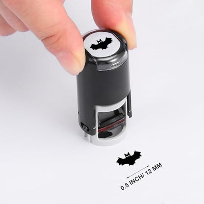 Supervitae 2 Pack Halloween Black Bat Print Stamps Ink Stamper | Mini Self Inking Stamps for Classroom Party Educational Learning Activities Craft Supplies - color: Black, style: Bat