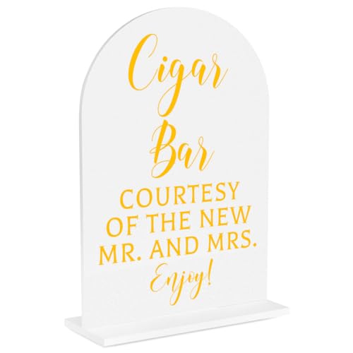 Wedding Sign Decor, Cigar Sign for Reception Event Party, Bridal Shower Decorations, Wedding Table Acrylic Signs Accessories for Anniversary and Event 5x7 Inch - color: GoldCigar