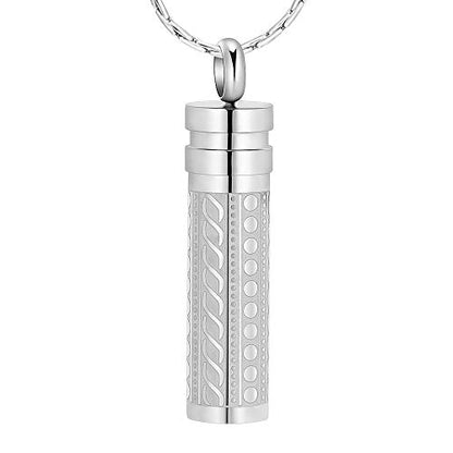 constantlife Cremation Jewelry for Ashes Openable Pill Case Urn Necklace Keepsake Perfume Memorial Pendant Locket Charm Accessories - color: Silver