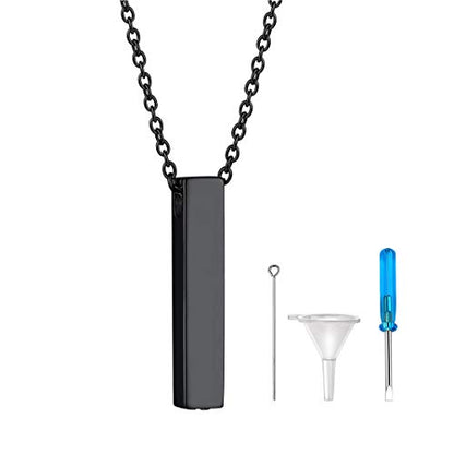 GOLDCHIC JEWELRY Urn Necklaces for Ashes, Stainless Steel Pet/Cross/Birthstone/Tree of Life Personalized Keepsake Memorial Jewelry for Women - color: Cube - Black Plated, style: No Engraving