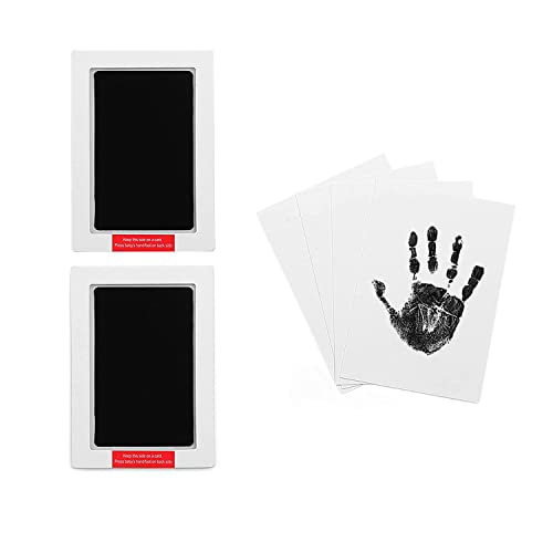 Large Inkless Hand and Footprint Kit, Baby Keepsake, 2-Pack | No-Mess Clean Touch Ink Pad for Baby Handprint & Footprint, Non-Toxic Baby Gift, Pet Paw Print Keepsake Kit（Black) - color: 2 Pack Black