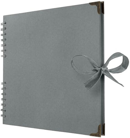 Scrapbook Album, 60 Pages, 8 x 8 Inch, Grey Photo Album, Scrap Book | Hardcover with Thick 200 GSM Kraft Paper, Ideal for Your Scrapbooking Albums, Art & Craft Projects (Grey, 8 x 8 Inch) - color: Grey, size: 8 X 8 Inch