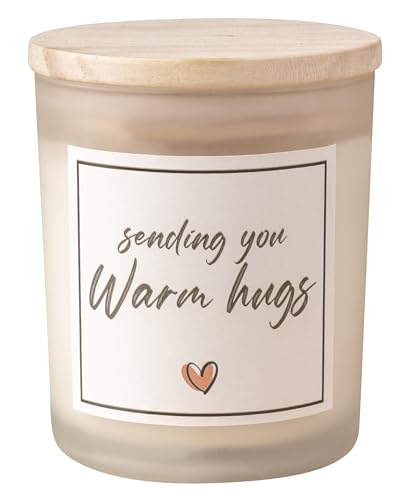 Get Well Soon Gifts, Sympathy Candle, Bereavement & Cheer Up Gifts, Sending You Warm Hugs in A Jar Candle Gift for Women, Vanilla Scented Candle, Natural Soy Wax & Natural Essential Oils - color: Warm Hugs
