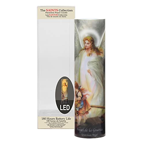 Stonebriar The Saints Collection Guardian Angel Flickering LED Prayer Candle with Automatic Timer, Religious Gift Ideas for Mom, Dad, Sister, Brother, and Friends 8 Inches, 1 Count (Pack of 1) - style: Guardian Angel