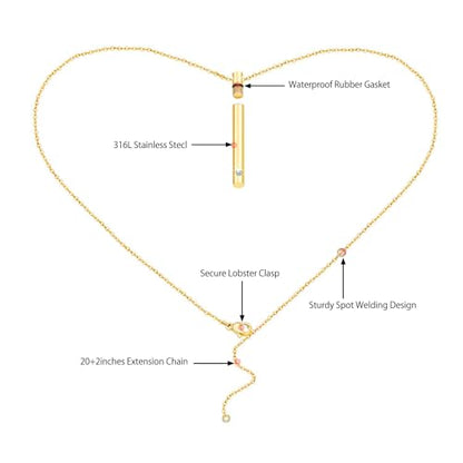 XIUDA Urn Necklace for Ashes Stainless Steel Cremation Necklace with Crystal Memorial Pendant Necklace - color: gold