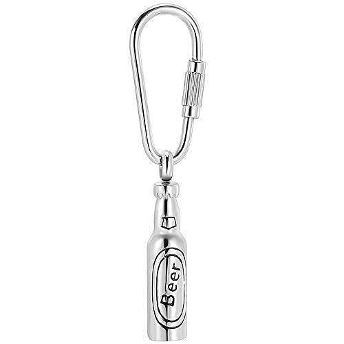 Imrsanl Cremation Jewelry for Ashes Bar Urn Necklace Pendant Memorial Ash Jewelry Beer Bottle Keepsake Jewelry for Ashes - color: Cremation keychain