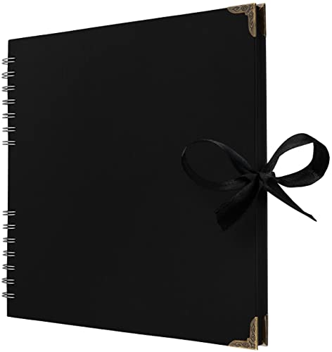 Scrapbook Album, 70 Pages, 10 x 10 Inch, Black Photo Album, Scrap Book | Hardcover with Thick 250 GSM Kraft Paper, Ideal for Your Scrapbooking Albums, Art & Craft Projects (Black, 10 x 10 Inch) - color: Black, size: 10 X 10 Inch