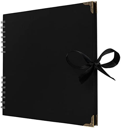 Scrapbook Album, 70 Pages, 10 x 10 Inch, Black Photo Album, Scrap Book | Hardcover with Thick 250 GSM Kraft Paper, Ideal for Your Scrapbooking Albums, Art & Craft Projects (Black, 10 x 10 Inch) - color: Black, size: 10 X 10 Inch