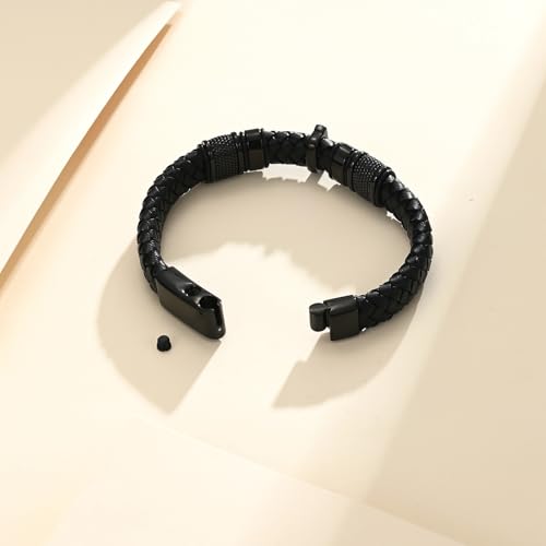 Cremation Jewelry Urn Bracelet for Human Ashes for Women Men Memorial Keepsake Cuff Leather Bracelet - color: Customize