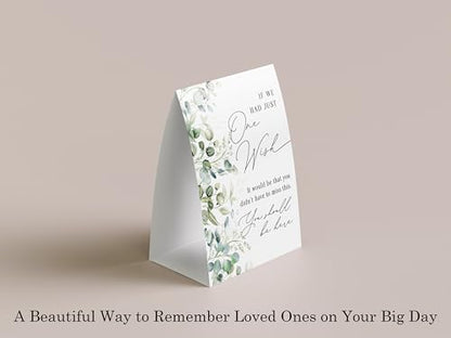 Your Main Event Prints - Wedding Memorial Sign - If We Had One Wish, In Loving Memory Eucalyptus Self-Standing Wedding Decorations