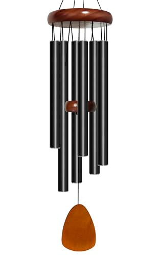 Bursvik 29" Aluminum Wind Chimes for Outside (Black), Patio Zen Decor Gift - color: Black, size: Classic 29" Deep Tone