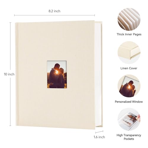 Instax Mini Photo Album with Writing Space, 112 Pockets, Beige | Compatible with 2x3 inch & Polaroid Pictures, Recessed Clear Pockets, Wedding Guest Book and Family Memories - color: Beige, size: 112 Pockets