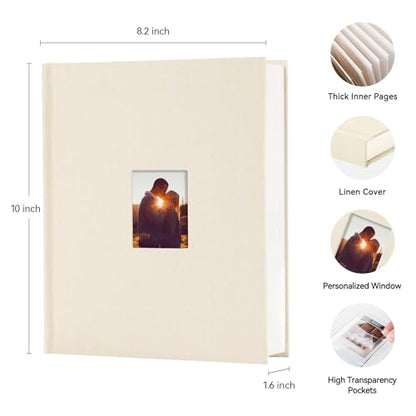 Instax Mini Photo Album with Writing Space, 112 Pockets, Beige | Compatible with 2x3 inch & Polaroid Pictures, Recessed Clear Pockets, Wedding Guest Book and Family Memories - color: Beige, size: 112 Pockets