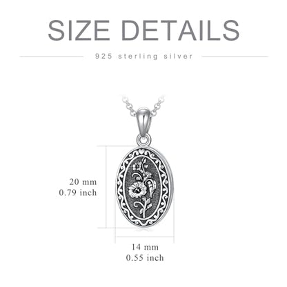 Birth Flower Photo Locket Necklace 925 Sterling Silver 12 Month Locket Necklace with Picture Birth Flower Photo Jewelry Gifts for Women Mother Mom Daughter - color: 09--September-Morning glories, style: 1.no custom
