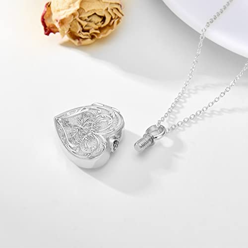 SOULMEET Cremation Jewelry for Ashes, Sterling Silver Urn Necklace for Ashes Women Men, Cherish Memories Cremation Jewelry to Keep Someone Near to You - color: M2-White gold tree