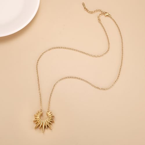 Sunburst Urn Necklace For Ashes For Women Dainty Celestial Boho Stainless Steel Sun Cremation Jewelry Keepsake Memorial Pendant - color: Gold