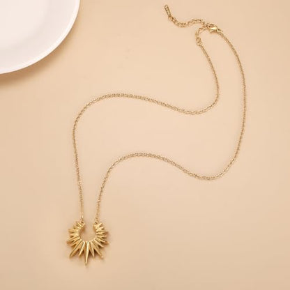 Sunburst Urn Necklace For Ashes For Women Dainty Celestial Boho Stainless Steel Sun Cremation Jewelry Keepsake Memorial Pendant - color: Gold