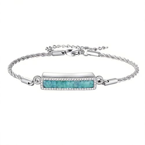 ONEFINITY Urn Bracelet for Ashes Abalone Shell Tree of Life/Hummingbird/Mountain/Butterfly/Dragonfly/Opal Bracelet Cremation Jewelry Gifts for Women - color: Turquoise