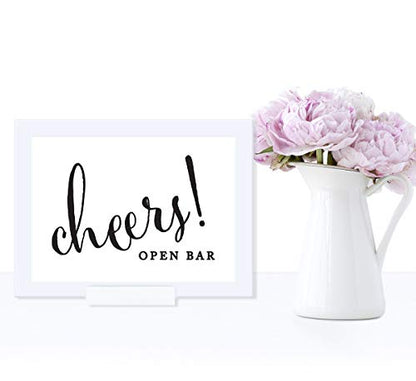 Andaz Press Wedding Framed Party Signs, Formal Black and White, 5x7-inch, Open Bar Cheers!, 1-Pack, Includes Frame, Alcohol Beer and Wine Sign - color: Alcohol Open Bar
