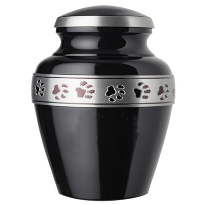 Morgan Legacy Ebony/Pewter Pet Urn, up to 25lbs - color: Ebony, Pewter Band, size: Small