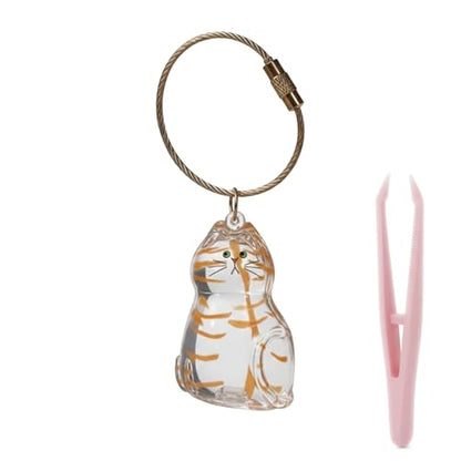Acun Pet Hair Keepsake Keychain for Dog & Cat Fur Clear Memory Charm Collector Keychain Holder - color: Je0027-c-ginger Cat