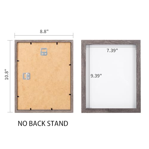 Muzilife 8x10 Shadow Box 3D Picture Frames, Glass, 3 Pack, Texture Gray | FSC-Certified MDF | With Stand | Tabletop or Wall Display | Memory Box | Shadow Cases Set | For Photos and Keepsakes - color: 3pc 8x10-texture Gray