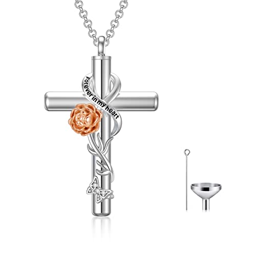 Cross Urn Necklaces for Ashes Sterling Silve 12 Month Birth Flower Cremation Jewelry for Ashes Urn Pendant Keepsake Memorial Pendant Necklace for Ashes for Human Women Pet - color: 09-Sept-Peony, style: Non-personalized