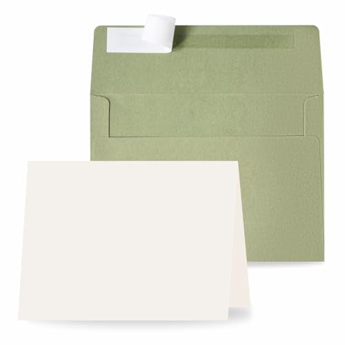 30 Sets A7 Cards & Envelopes 5x7, Sage Green & Cream White Folded Cards - color: Sage Green, size: 30 Pack A7 (5.31x7.28in) Cards and Envelopes