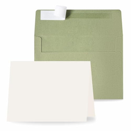 30 Sets A7 Cards & Envelopes 5x7, Sage Green & Cream White Folded Cards - color: Sage Green, size: 30 Pack A7 (5.31x7.28in) Cards and Envelopes