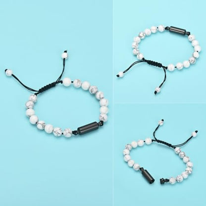 Hearbeingt Cremation Jewelry Urn Bracelet for Ashes Braided Rope Beads - color: White-3