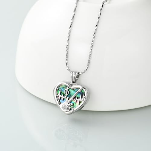 Imrsanl Guitar Pick Cremation Urn Necklace for Ashes - color: Heart-Silver