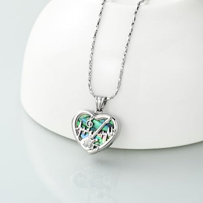 Imrsanl Guitar Pick Cremation Urn Necklace for Ashes - color: Heart-Silver
