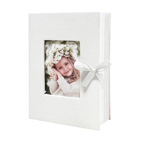 Photo Album 4x6 100 Pockets, Slip-in Picture Albums, Linen Cover Top Loader Vertical Pockets Albums for Baby, Kids Boy Girls, Wedding, Family, Anniversary, White - color: White, size: 100 Pockets white Bandage