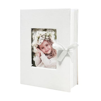Photo Album 4x6 100 Pockets, Slip-in Picture Albums, Linen Cover Top Loader Vertical Pockets Albums for Baby, Kids Boy Girls, Wedding, Family, Anniversary, White - color: White, size: 100 Pockets white Bandage