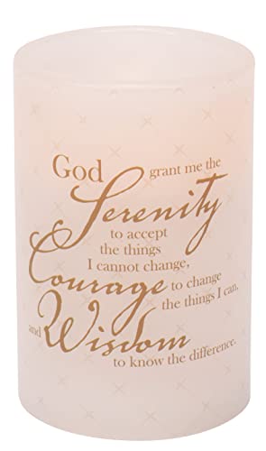 Mark Feldstein & Associates Serenity Prayer Flameless LED Inspirational Candle Pillar, 4 x 6 Inch