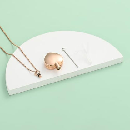 Yinplsmemory Pet Urn Necklace Pendant Jewelry for Dog Cat Memorial Crystal Heart Cremation Jewelry with Paw Print Ashes Keepsake Funeral Jewelry - color: Rose gold-blue