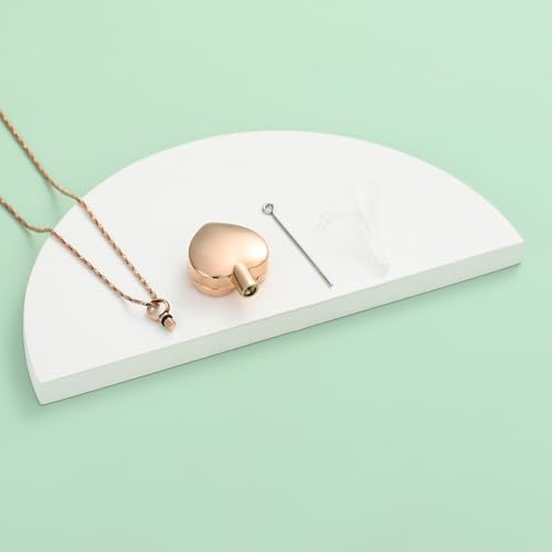 Yinplsmemory Pet Urn Necklace Pendant Jewelry for Dog Cat Memorial Crystal Heart Cremation Jewelry with Paw Print Ashes Keepsake Funeral Jewelry - color: Rose gold-purple