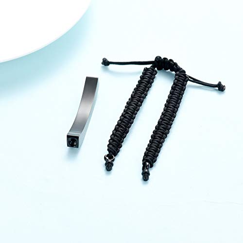 Urn Bracelet for Ashes Cremation Jewelry Braided Rope Adjustable Bangle Stainless Steel Memorial Bracelets Ash Holder Keepsake Jewelry-Always in My Heart - color: 2pcs-Silver/Black